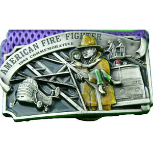 Vtg American Fire Fighter 1982 Commemorative Belt Buckle Signed Limited Edition